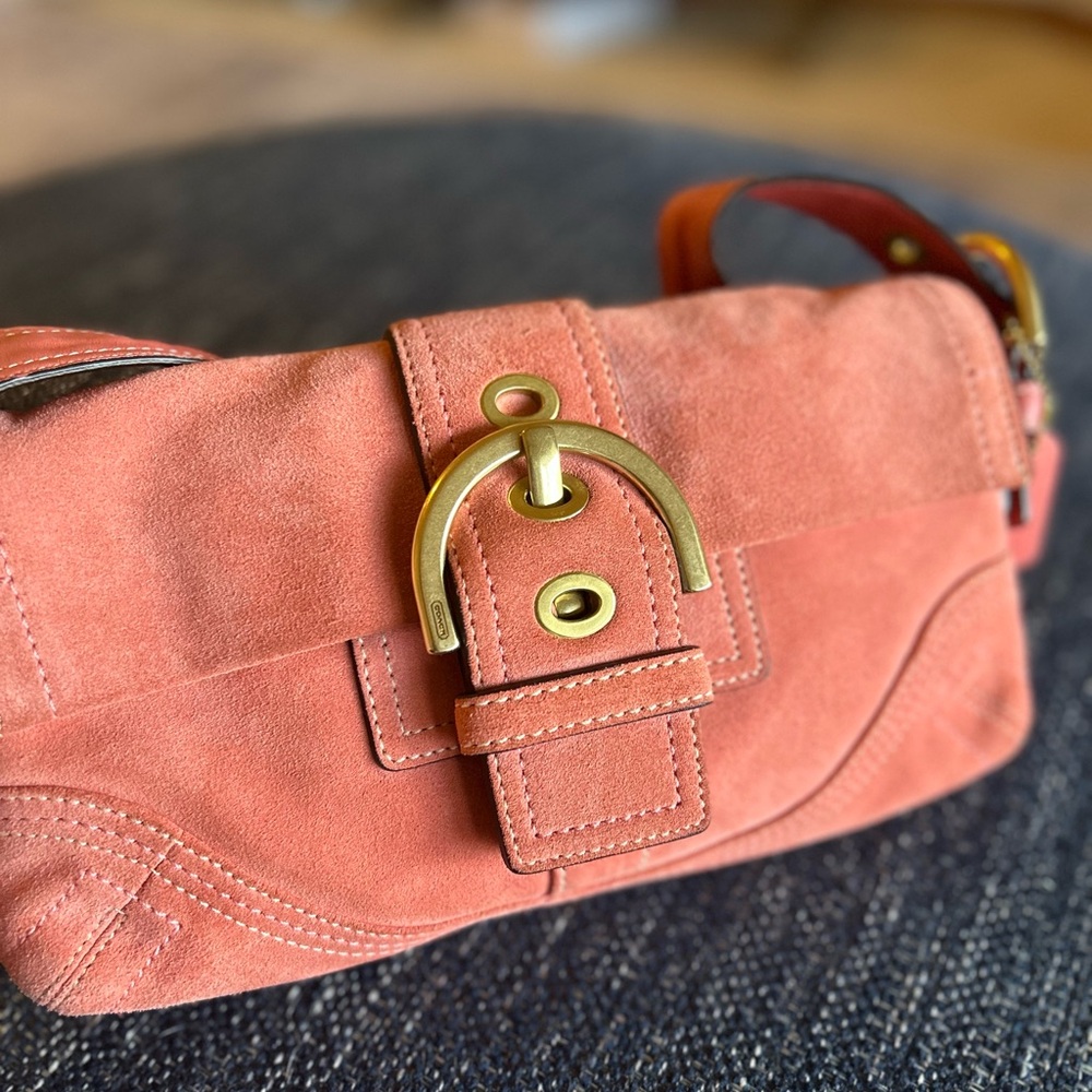 Coach Y2K Soho Suede shoulder bag in coral 8A18